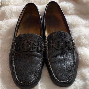 Donald J. Pliner Pebbled Leather Textured Black Driving Shoes Loafers